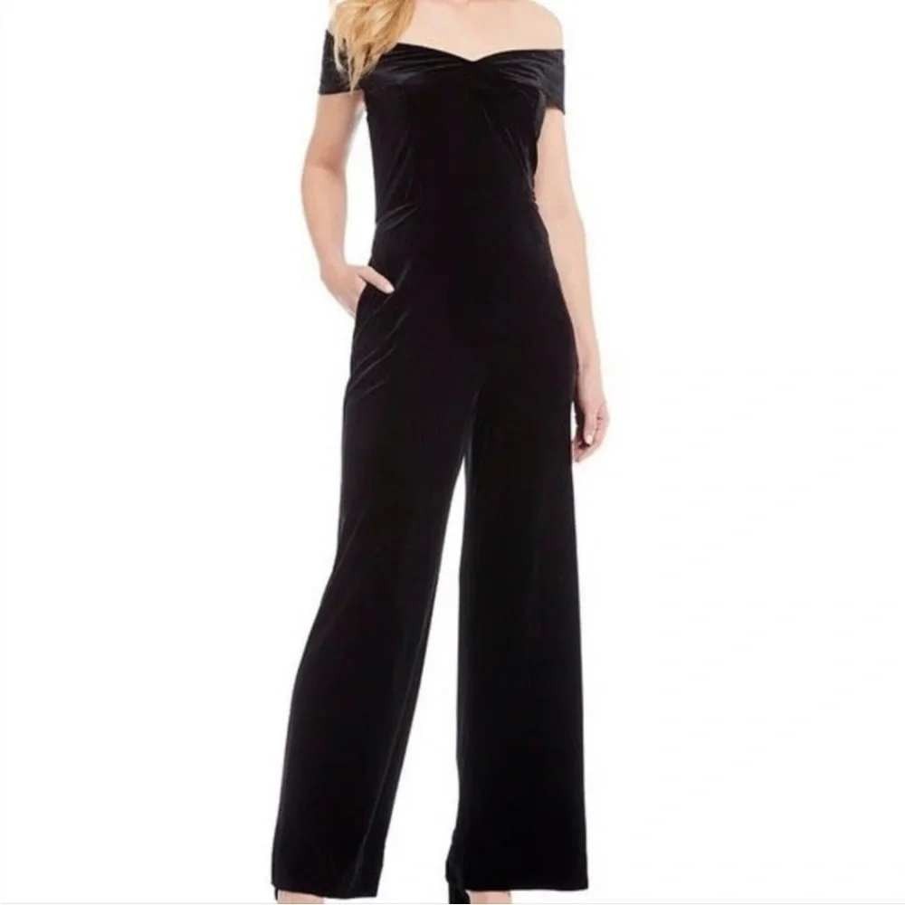 Gibson Latimer Velvet Jumpsuit Women S Black Off Shoulder Wide Leg Glam Goth